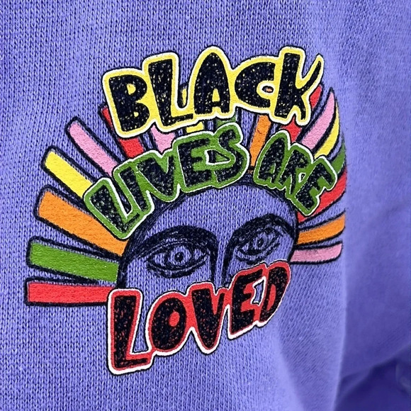 Cross Colours Black Lives Are Loved Cropped Sweatshirt in Lilac - Size Small - Picture 6 of 11